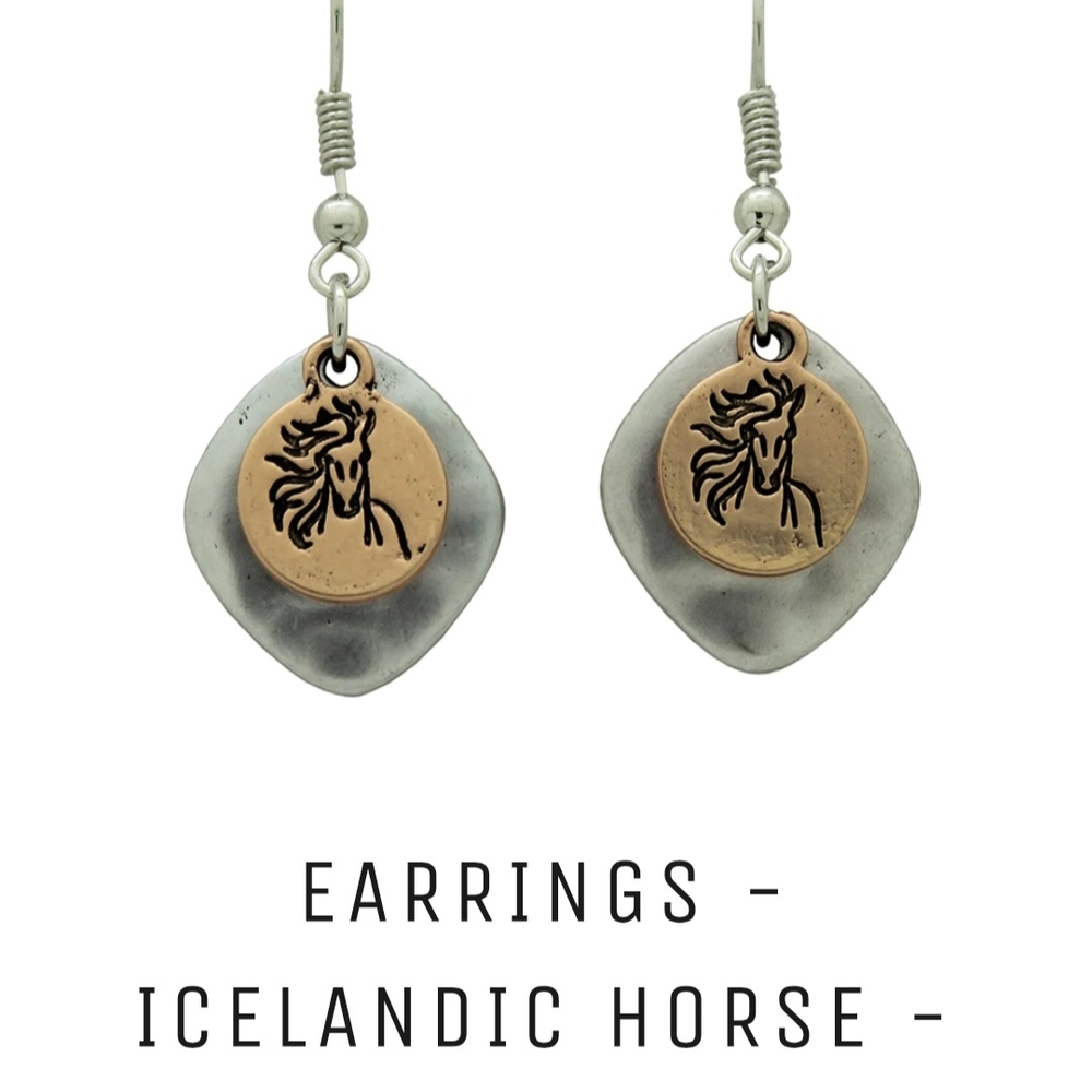 Silver and Gold Icelandic Horse Earrings